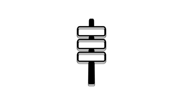 Чорна Корейська Ікона Токпоккі Ізольована Білому Тлі Відеографічна Анімація — стокове відео
