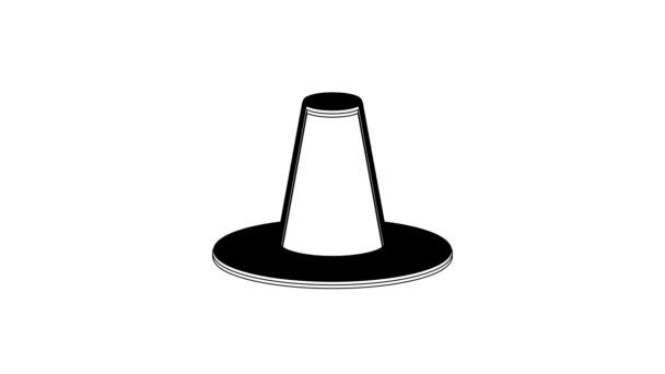 Black Traditional Korean Hat Icon Isolated White Background Video Motion — Vídeo de Stock