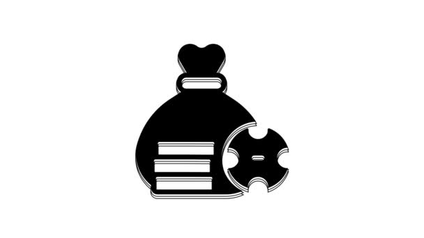 Μαύρο Εικονίδιο Τσάντα Χρήματα Απομονώνονται Λευκό Φόντο Δολάριο Σύμβολο Usd — Αρχείο Βίντεο