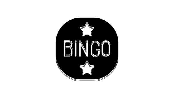 Μαύρο Εικονίδιο Bingo Απομονωμένο Λευκό Φόντο Λαχεία Για Αμερικάνικο Παιχνίδι — Αρχείο Βίντεο