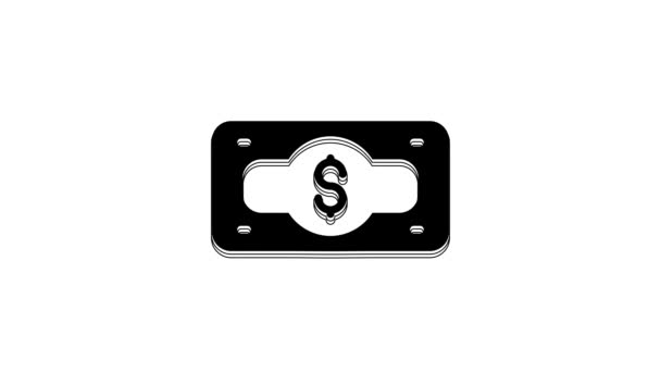 Чорні Стеки Паперові Грошові Ікони Ізольовані Білому Фоні Грошові Купюри — стокове відео