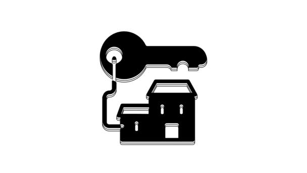 Black Winning House Key Icon Isolated White Background Video Motion — 图库视频影像