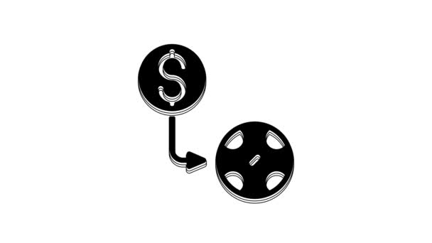 Troca Fichas Black Casino Ícone Dólar Isolado Fundo Branco Animação — Vídeo de Stock