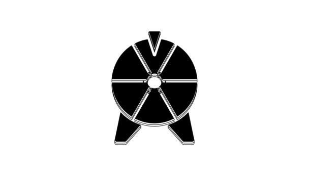 Icono Rueda Black Lucky Aislado Sobre Fondo Blanco Animación Gráfica — Vídeos de Stock