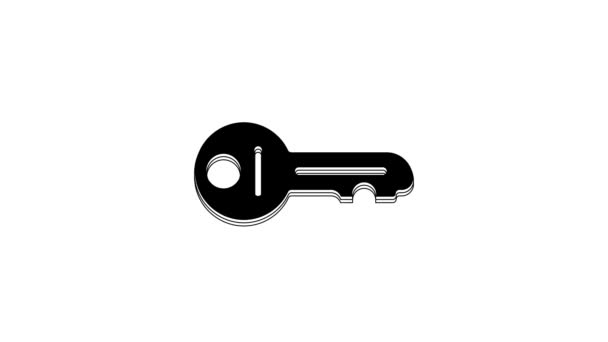 Black Old Key Icon Isolated White Background Video Motion Graphic — Stockvideo