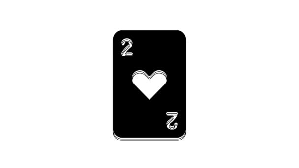 Carte Jouer Noire Avec Icône Symbole Coeur Isolé Sur Fond — Video