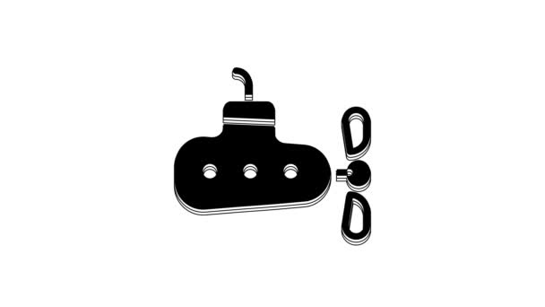 Black Submarine Icon Isolated White Background Military Ship Video Motion — Stock Video