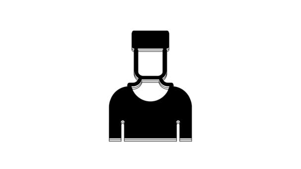 Black Sailor Captain Icon Isolated White Background Video Motion Graphic — Vídeo de stock