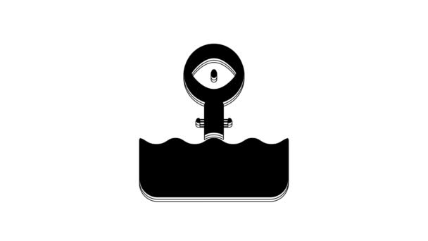 Periscopio Negro Las Olas Sobre Icono Del Agua Aislado Sobre — Vídeos de Stock