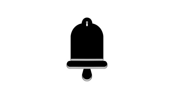 Black Ship Bell Icon Isolated White Background Video Motion Graphic — Video Stock