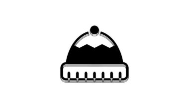 Black Winter hat icon isolated on white background. 4K Video motion graphic animation.