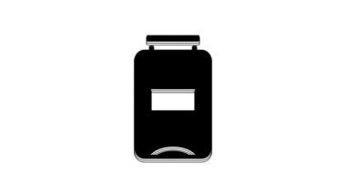 Black Jam jar icon isolated on white background. 4K Video motion graphic animation.