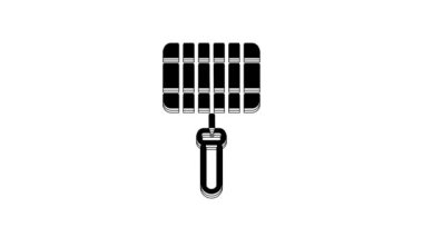 Black Barbecue steel grid icon isolated on white background. Top view of BBQ grill. Wire rack for BBQ. Grilling basket. 4K Video motion graphic animation.
