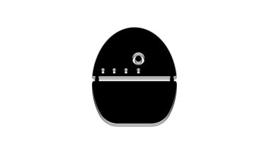 Black Kitchen timer icon isolated on white background. Egg timer. Cooking utensil. 4K Video motion graphic animation.