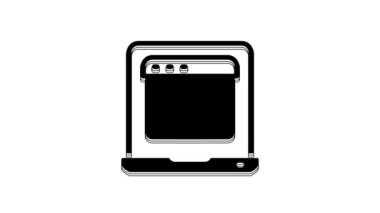 Black Laptop with browser window icon isolated on white background. Computer notebook with empty screen sign. 4K Video motion graphic animation.