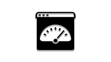 Black Digital speed meter icon isolated on white background. Global network high speed connection data rate technology. 4K Video motion graphic animation.