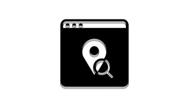 Şehir haritası yön bulma simgesinin siyah bilgileri beyaz arkaplanda izole edildi. Mobil Uygulama Arayüzü tasarımı. Coğrafi konsept. 4K Video hareketli grafik canlandırması.