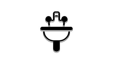 Beyaz arka planda su musluğu ikonu olan siyah lavabo. 4K Video hareketli grafik canlandırması.