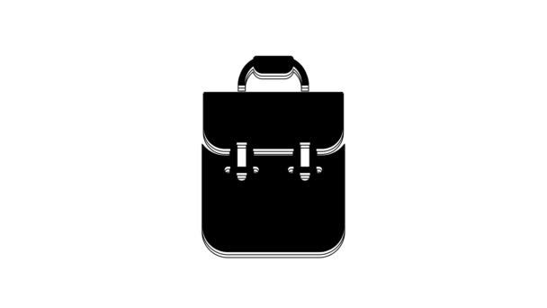 Black School Backpack Icon Isolated White Background Video Motion Graphic — Stock Video