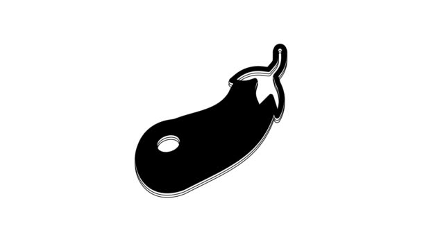 Black Eggplant Icon Isolated White Background Video Motion Graphic Animation — Stock Video