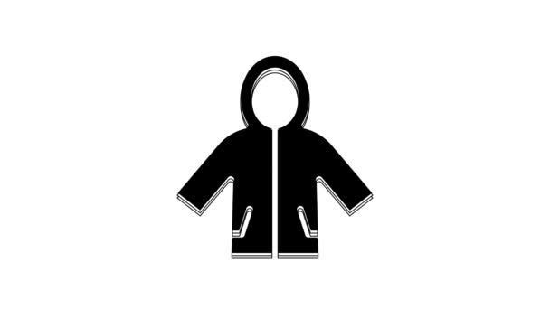 Black Raincoat Icon Isolated White Background Video Motion Graphic Animation — Vídeo de Stock
