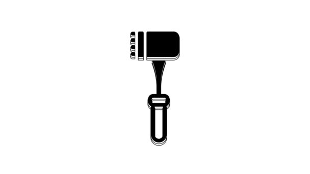 Black Kitchen Hammer Icon Isolated White Background Meat Hammer Video — Stock video