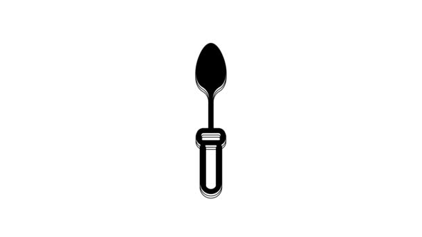 Black Teaspoon Icon Isolated White Background Cooking Utensil Cutlery Sign — Stock Video