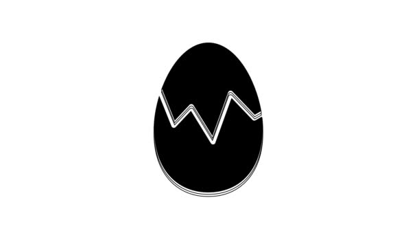 Black Broken Egg Icon Isolated White Background Happy Easter Video — Stock Video