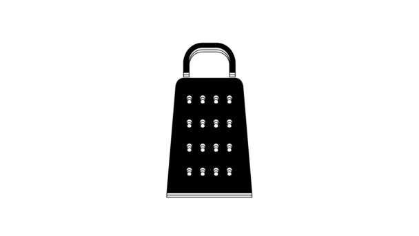 Μαύρο Εικονίδιο Τρίφτη Απομονώνεται Λευκό Φόντο Σύμβολο Κουζίνας Μαγειρικό Σκεύος — Αρχείο Βίντεο
