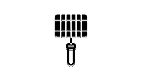 Black Barbecue Steel Grid Icon Isolated White Background Top View — Video Stock