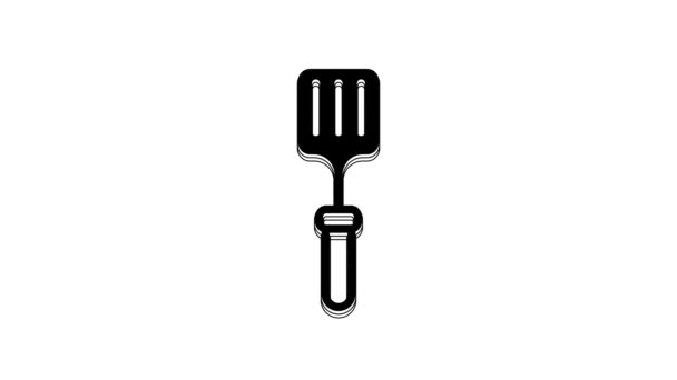 Black Barbecue Spatula Icon Isolated White Background Kitchen Spatula Icon — Stock Video