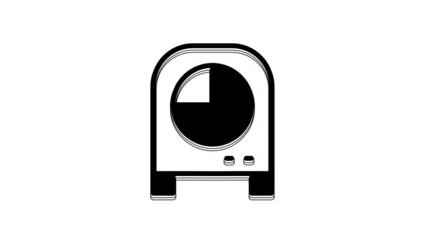 白い背景に隔離されたブラックキッチンタイマーアイコン 調理器具 4Kビデオモーショングラフィックアニメーション — ストック動画