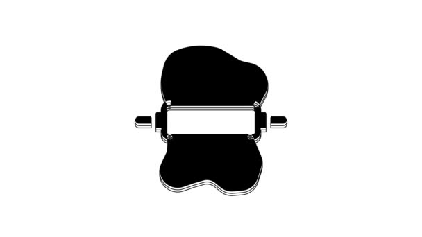 在白色背景上孤立的面团图标上的黑色滚针 4K视频运动图形动画 — 图库视频影像