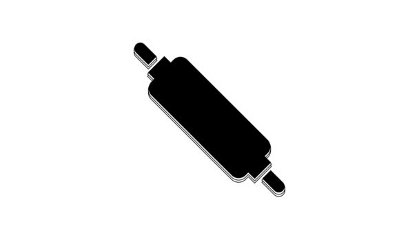 Schwarzes Rolling Pin Symbol Isoliert Auf Weißem Hintergrund Video Motion — Stockvideo
