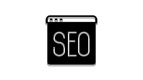 Black Seo Optimization Icon Isolated White Background Video Motion Graphic — Vídeo de Stock