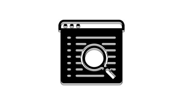 Μαύρο Εικονίδιο Μηχανής Αναζήτησης Απομονωμένο Λευκό Φόντο Γραφική Κίνηση Κίνησης — Αρχείο Βίντεο