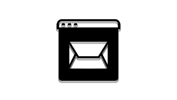 Black Website Envelope New Message Mail Icon Isolated White Background — Vídeo de Stock