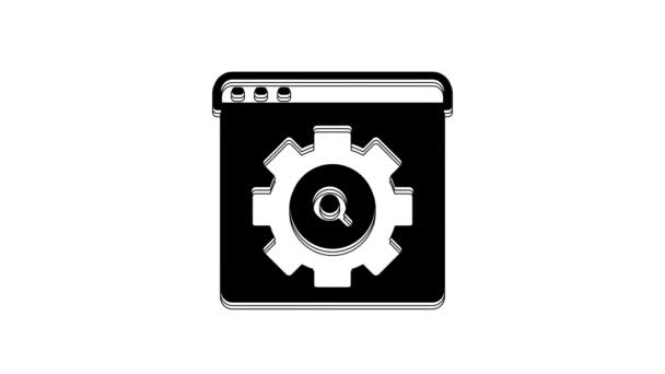Black Browser Setting Icon Isolated White Background Adjusting Service Maintenance — Vídeo de Stock