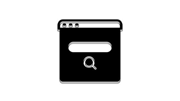 Black Search Engine Icon Isolated White Background Video Motion Graphic — Video
