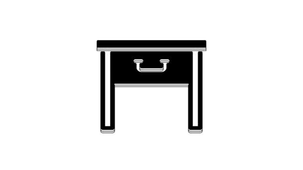 ブラックファニチャーのナイトスタンドアイコンをホワイトの背景に隔離 4Kビデオモーショングラフィックアニメーション — ストック動画