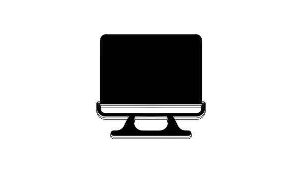 黑色智能电视图标隔离在白色背景 电视信号 4K视频运动图形动画 — 图库视频影像