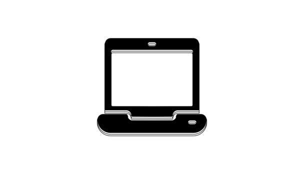 Ícone Laptop Preto Isolado Fundo Branco Notebook Computador Com Sinal — Vídeo de Stock
