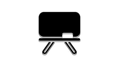 Beyaz arkaplanda siyah sütun simgesi izole edildi. Okul karatahtası. 4K Video hareketli grafik canlandırması.