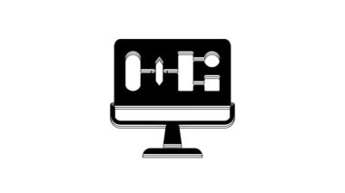 Beyaz arkaplanda siyah algoritma simgesi izole edildi. Yapay Zeka koleksiyonundan algoritma sembolü tasarımı. 4K Video hareketli grafik canlandırması.