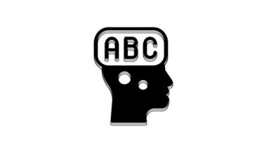 Black Learning foreign languages icon isolated on white background. 4K Video motion graphic animation.