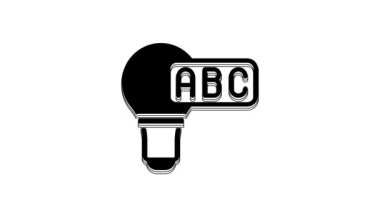 Black Creative lamp light idea icon isolated on white background. Concept ideas inspiration, invention, effective thinking, knowledge and education. 4K Video motion graphic animation.