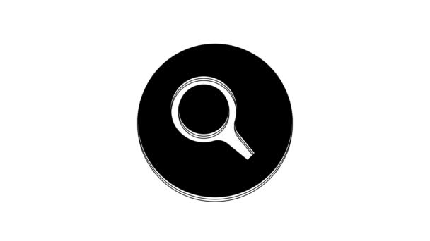 Black Magnifying Glass Icon Isolated White Background Search Focus Zoom — Stock Video