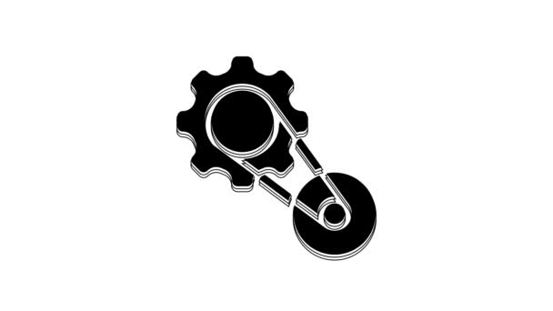 Black Timing Belt Kit Icon Isolated White Background Video Motion — Stock Video