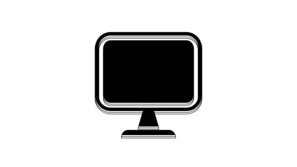 Ícone Tela Monitor Computador Preto Isolado Fundo Branco Dispositivo Electrónico — Vídeo de Stock