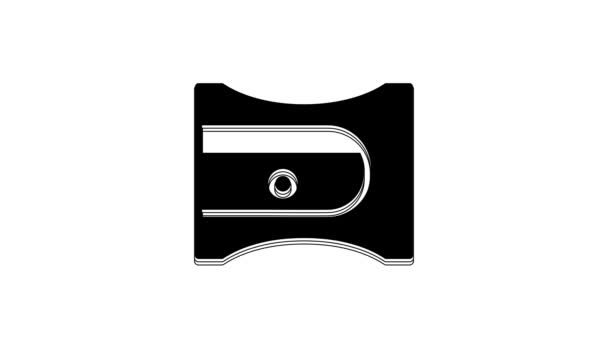 Black Pencil Sharpener Icon Isolated White Background Video Motion Graphic — Stockvideo